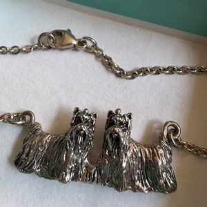 DOUBLE YORKSHIRE TERRIER NECKLACE TWO YORKIES STERLING